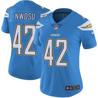 Nike Los Angeles Chargers #42 Uchenna Nwosu Electric Blue Alternate Women's Stitched NFL Vapor Untouchable Limited Jersey